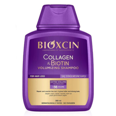 شامپو گیاهی حجم دهنده و ضد ریزش مو بیوکسین BIOXCIN مدل Collagen & Biotin(300 میل)